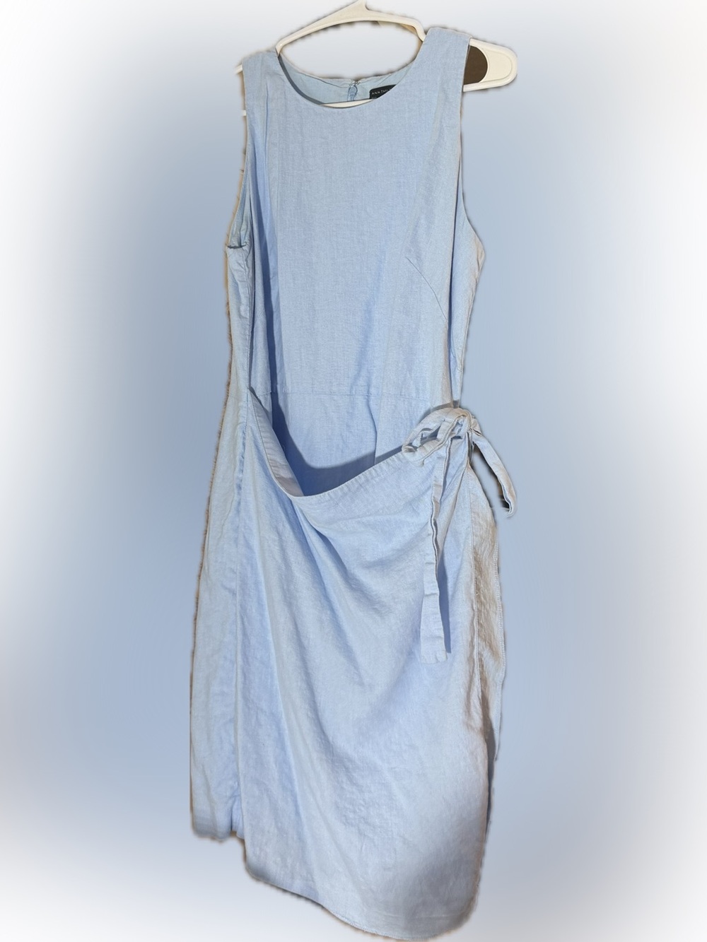 Ann Taylor Light Blue Women’s Linen Tie-Waist Dress